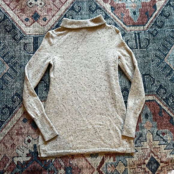 Talbots Pure Cashmere Speckled Turtleneck Sweater Beige Womens XS Luxury Soft - Picture 2 of 7